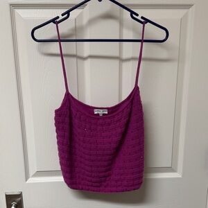 Elegant Knit cashmere Camisole in Vibrant Fuchsia with sparkly beads.